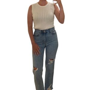 100% Cotton FoxCroft White Cable Knit Sweater - NWOT